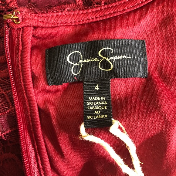 Jessica Simpson red lace midi sheath dress - Picture 6 of 8